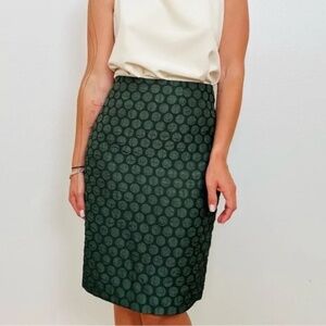 MAEVE Anthropologie green on green polka dot pencil skirt SIZE 2